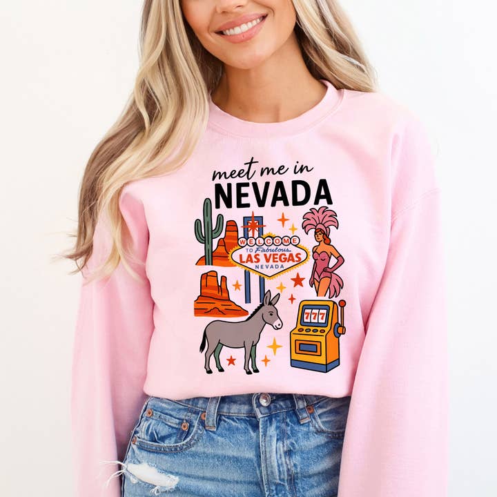 Meet Me In Nevada Crewneck Sweatshirt for wholesale by DaisyChainDesignCo