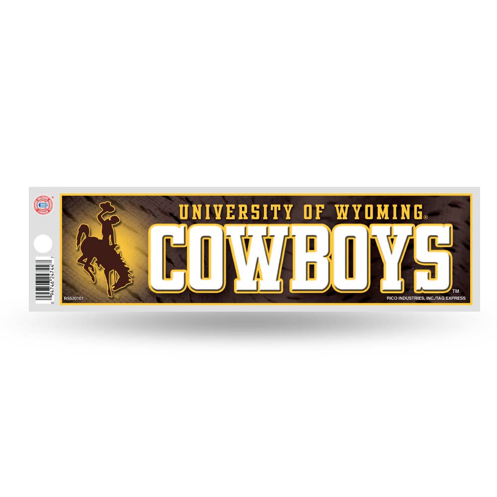 Rico Industries - Wholesale Sticker - NCAA  Wyoming Cowboys  3" x 12" Bumper Sticker0