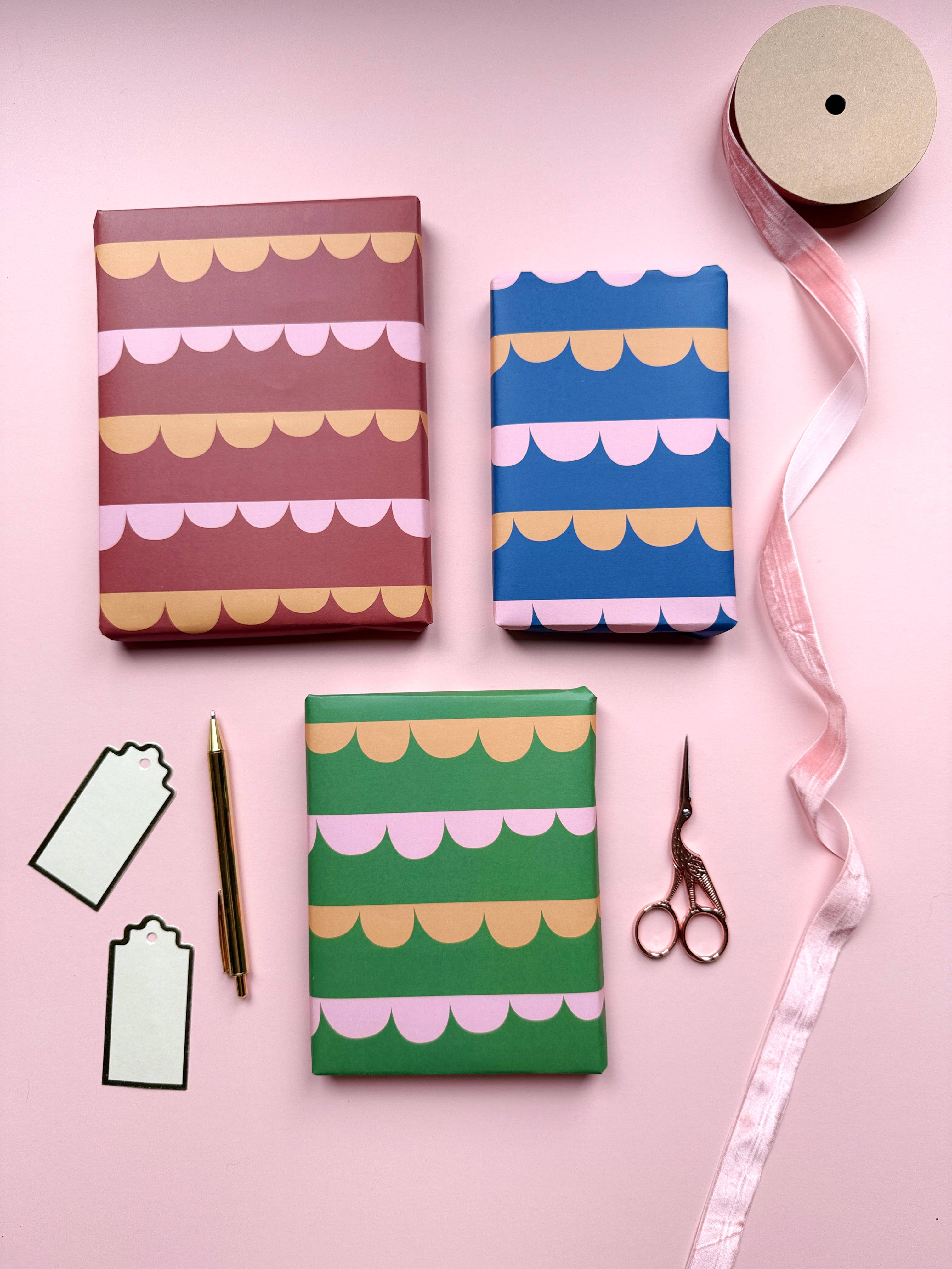 Heather Alstead Design Ltd - Wholesale Flat Wrap - Luxury Scallop Pattern Wrapping Paper 4