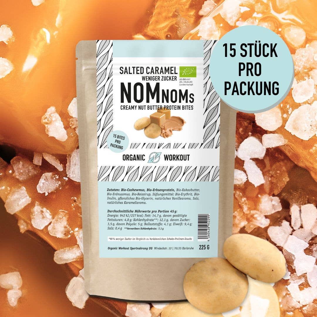 Organic Workout - Wholesale Snack Bar - Salted Caramel NomNoms (Protein Bites) – organic, vegan with organic erythritol and organic pea protein2