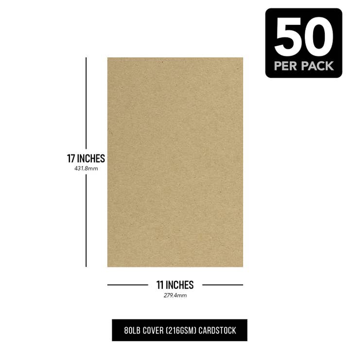 Fine Cardstock - Wholesale Craft supplies - Brown Kraft Cardstock Paper, 80lb (216gsm) Cover 50 sheets Par pack8