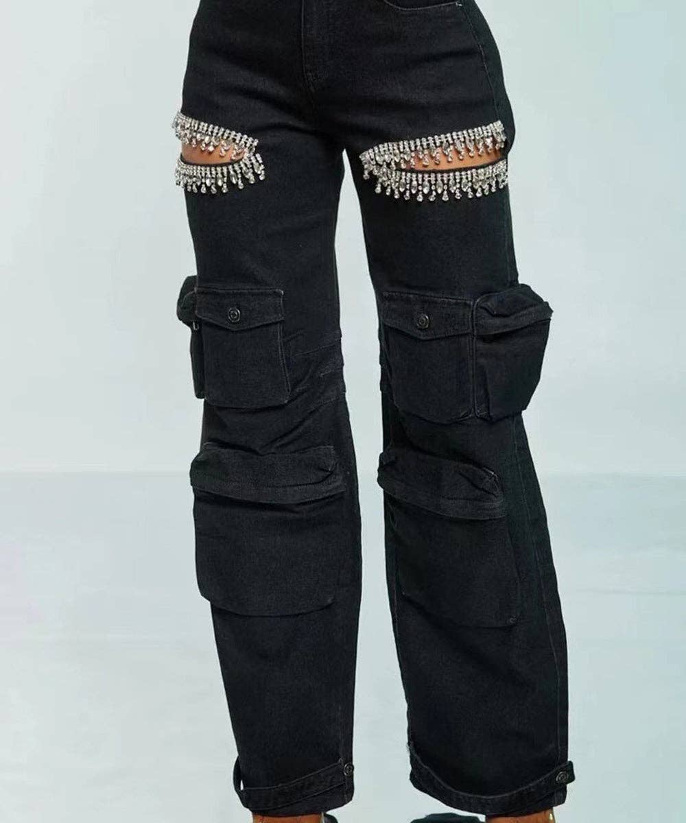 Aria Romance – wholesale Jeans – Women’s – Distressed Wash Cargo Jeans13