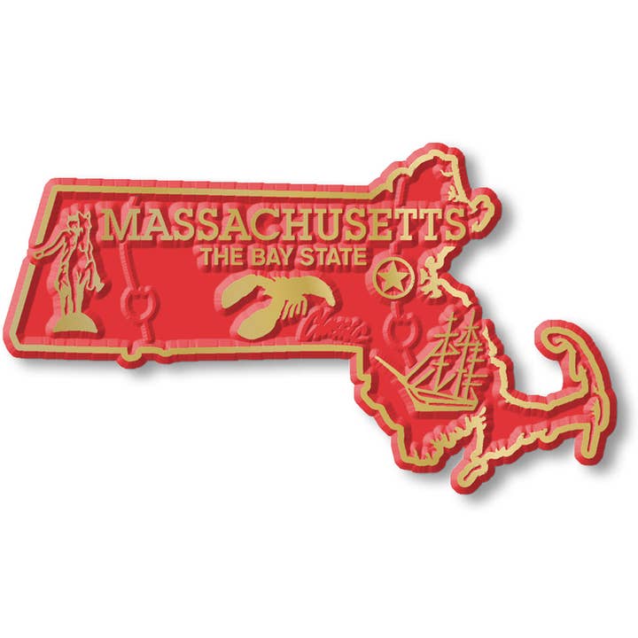 Imán de estado pequeño de Massachusetts - MA, coleccionable fabricado en EE. UU. para venta al por mayor de 7 Star