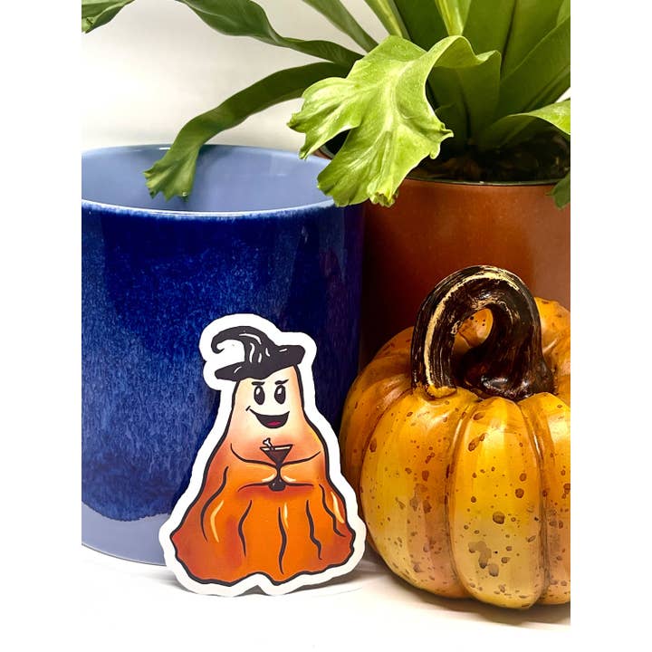 Saturnalia Design Lab - Wholesale Sticker - MARTINE THE GHOST Sticker, Martini-Drinking Ghost, Halloween Stickers, Gifts for Stationary Lovers, Gifts for Him, Halloween Stickers2