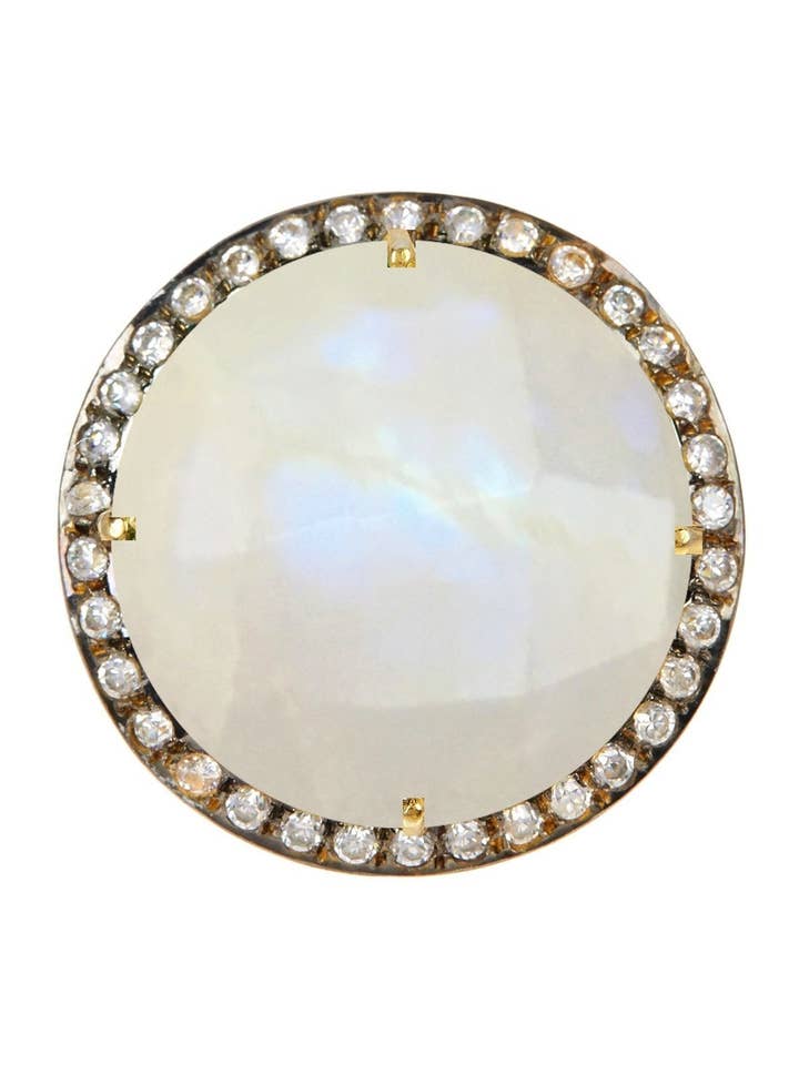 18K Gold Mondstein & Cz Statement Ring für den Großhandel von Stephen Oliver