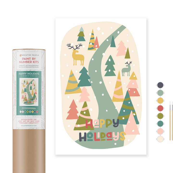 Breathe People - Wholesale DIY Craft Kit - Happy Holidays 12 x 18" Paint by Number Kit