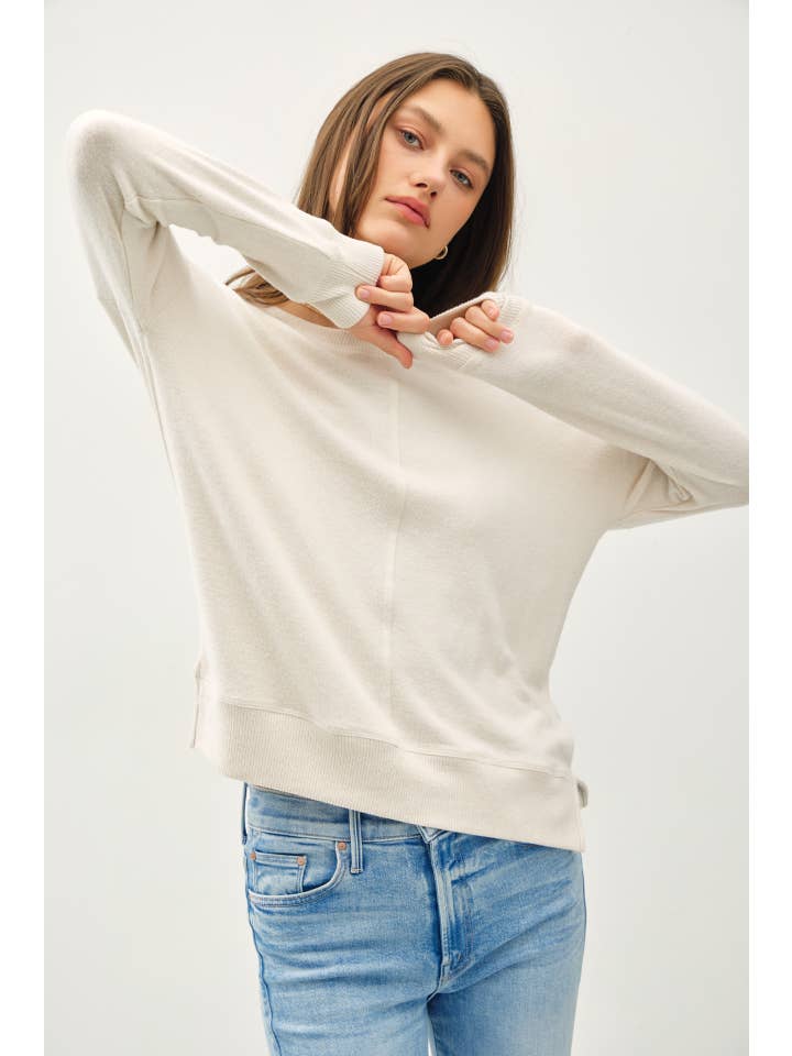 Be Cool - Wholesale Knit Top - Women's - ROUND NECK HACCI BRUSHED PULLOVER KNIT TOP