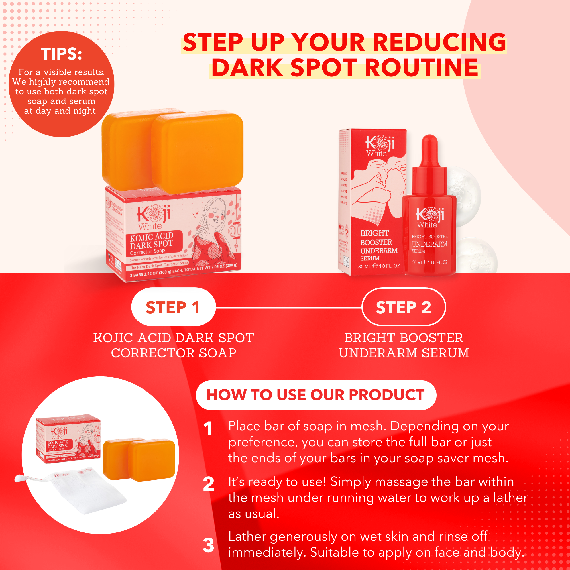 Koji White - Vendita all'ingrosso Detergenti per il viso - Koji White Sapone Correttore per Macchie Scure all'Acido Kojico (2 Saponette)6