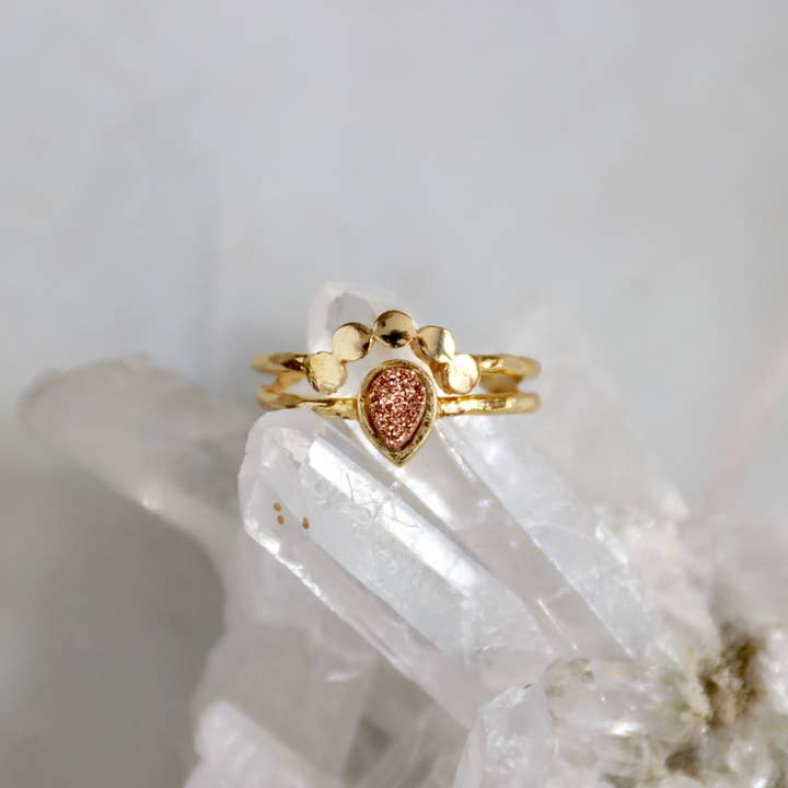 Mesa Blue - Wholesale Single Stone/Solitaire Ring - Druzy Teardrop Adjustable Ring 1