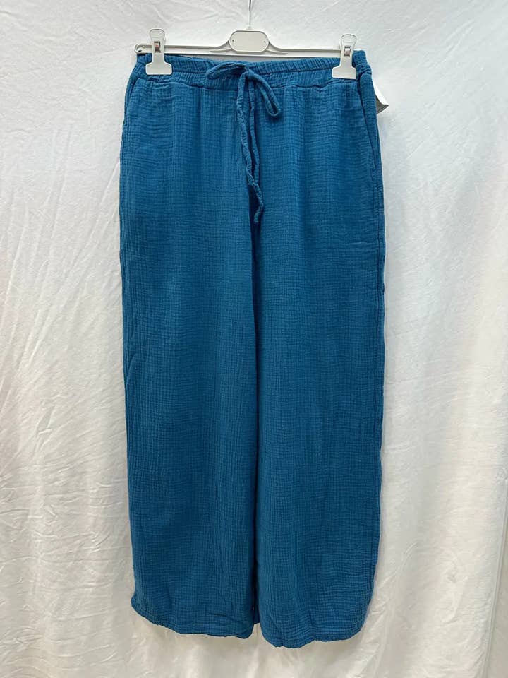 Mimi & Gogo - Wholesale Pants - Women's - Cotton gauze pants with pockets @5375_PGazePoches16