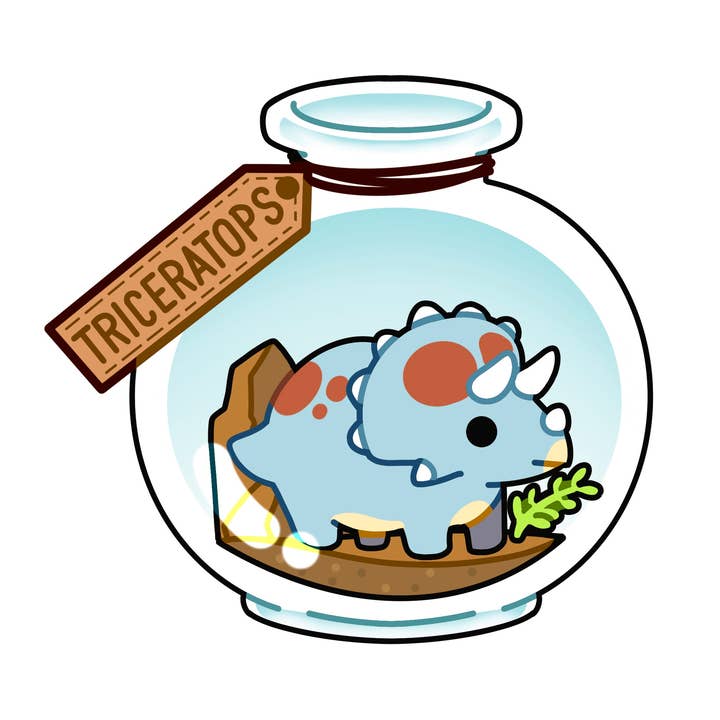 Adesivo dinosauro triceratopo per la vendita all'ingrosso da parte di Rextooth Studios