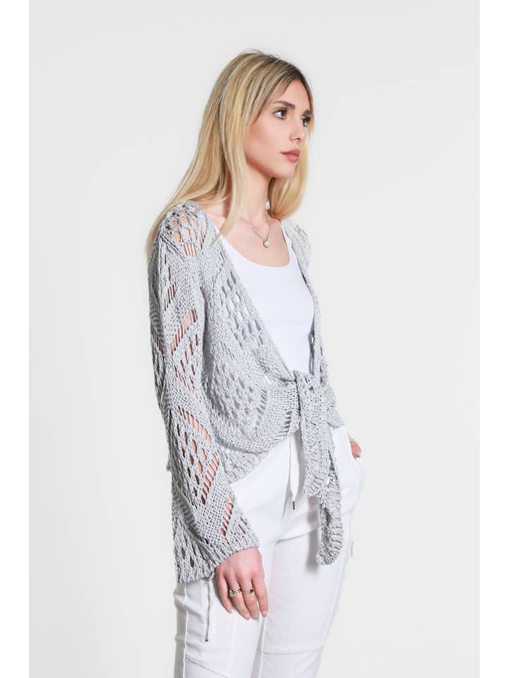 TINA Stephens Italy/Tees By Tina - Vente Cardigan – femme - Boléro Kandra en tricot ouvert à nouer sur le devant (CLS303)24