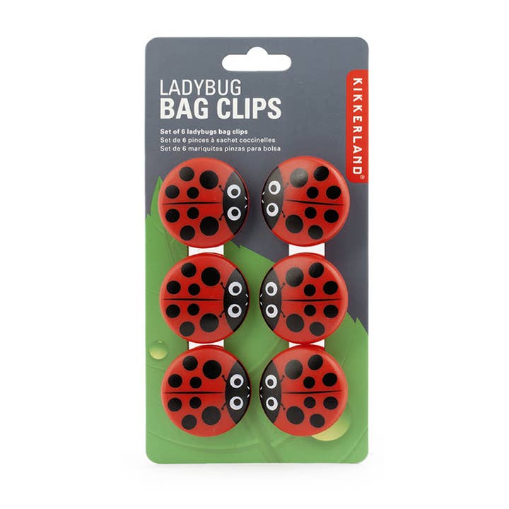 Ladybug Bag Clips Set Of 6 for wholesale by Kikkerland Design Inc