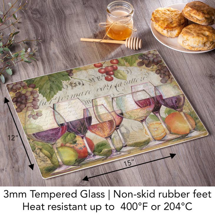 Tabla de cortar de vidrio templado Wine Country de 15 x 12 pulgadas al por  mayor para tu tienda