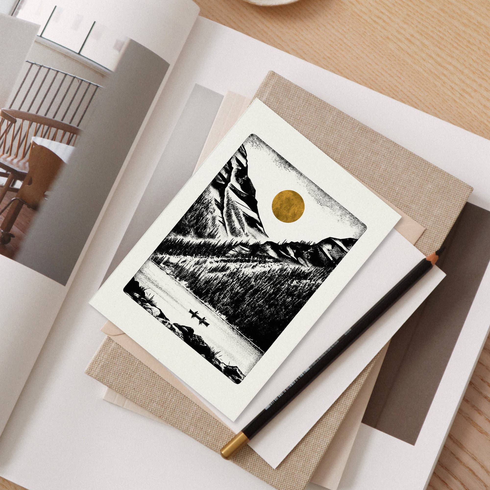 Luke Holcombe Studio - Wholesale Everyday Greeting Card - Lost in Today Individual Card (A6) Lake Canoe Adventure Sun7