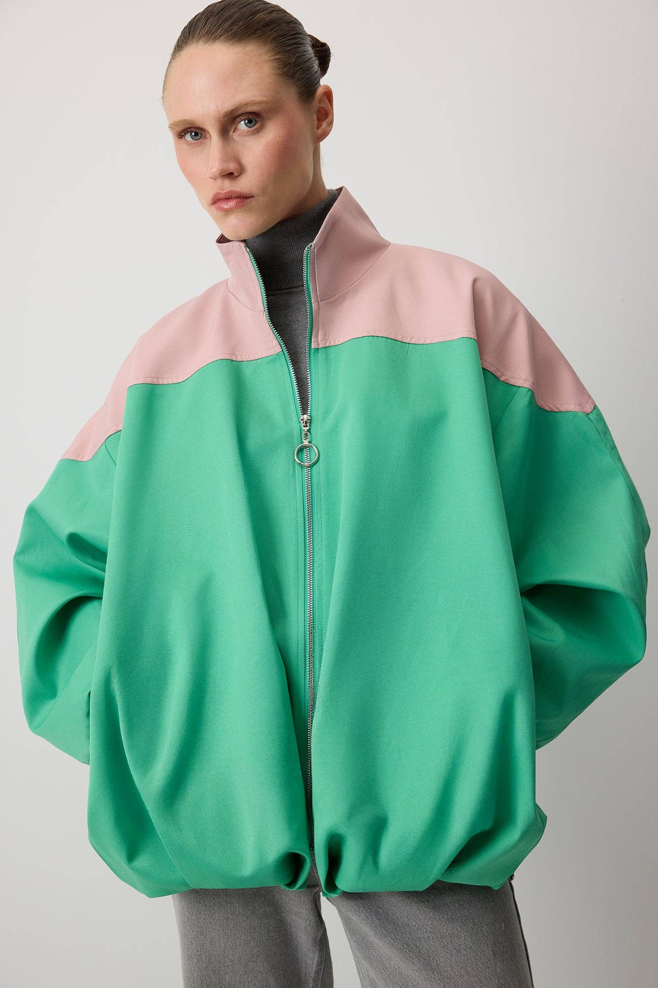 Yeşil GEVOERDE LINNEN BALLONJAS voor groothandel op Faire0