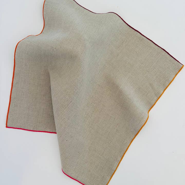 Napkins, Natural Linen (Pink hem) for wholesale by Tisch New York