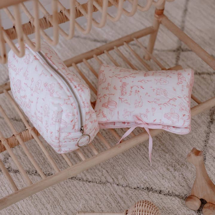 Atelier Babbi - Wholesale Diaper Bag - Baby - Baby Care Gift Set - Toile De Jouy / Pink