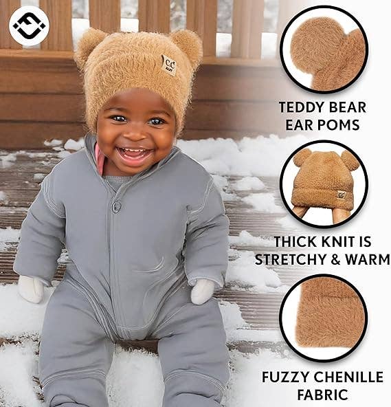 Funky Junque - Wholesale Beanie - Kids - Infant Teddy Bear Ears Beanie - Camel1