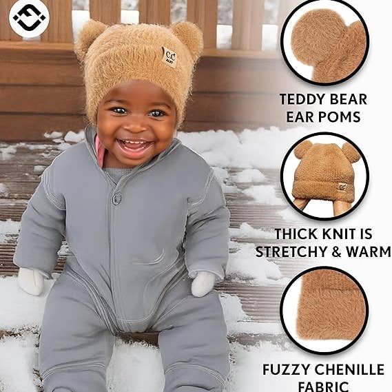 Funky Junque - Wholesale Beanie - Kids - Infant Teddy Bear Ears Beanie - Camel1