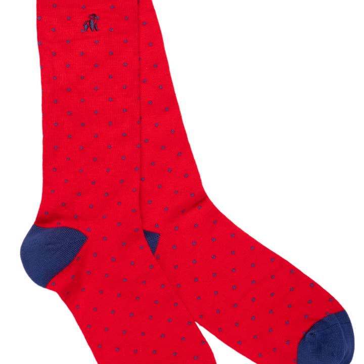 Spotted Red Bamboo Socks (Comfort Cuff) - 3 pairs for wholesale by Swole Panda