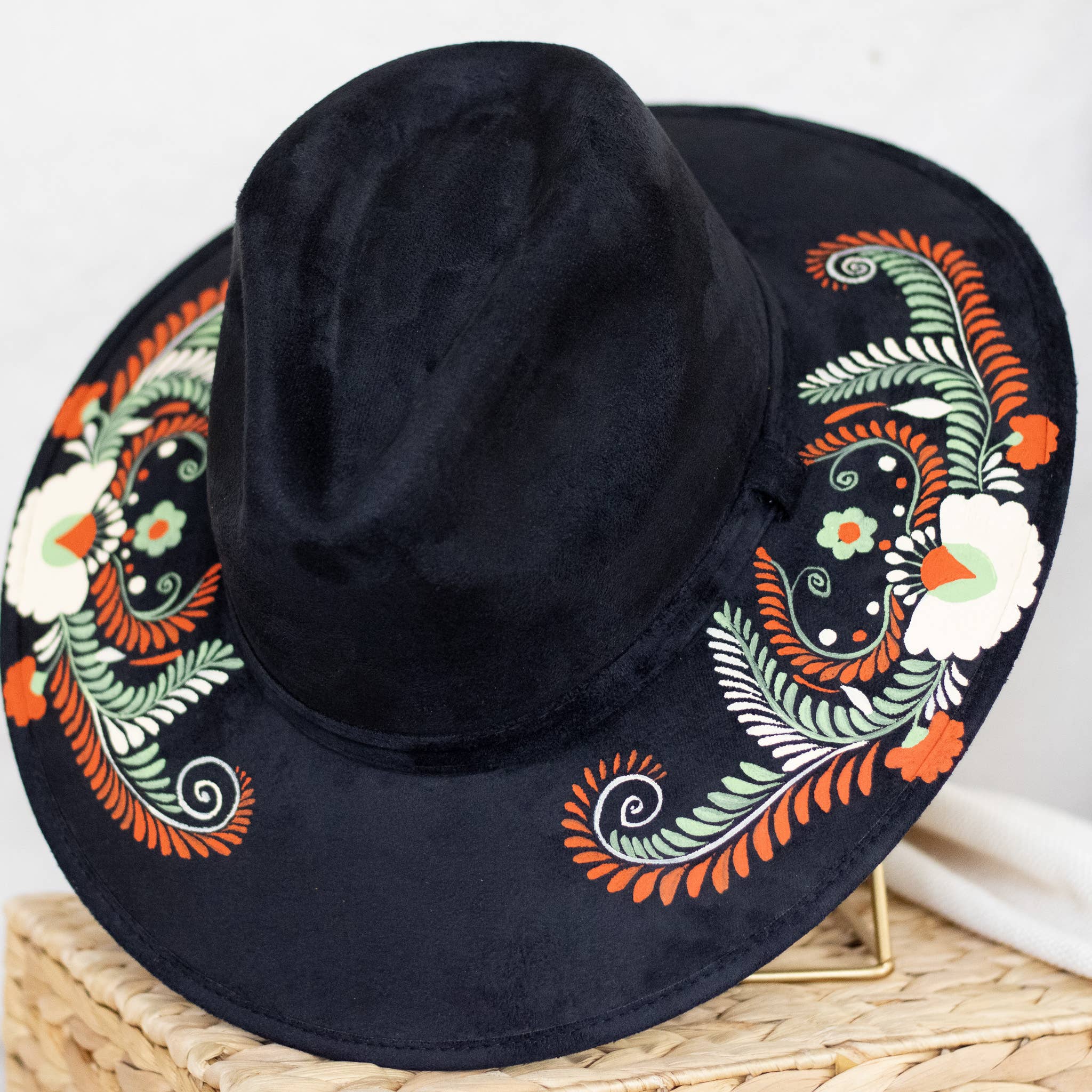 Origin Mexico - Wholesale Hat Accessory - Women's - Pilar Hand Painted Western Boho Hat - Fall Colors 4