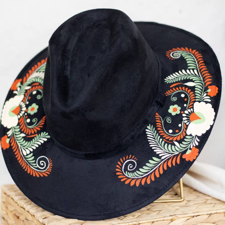Origin Mexico - Wholesale Hat Accessory - Women's - Pilar Hand Painted Western Boho Hat - Fall Colors 4