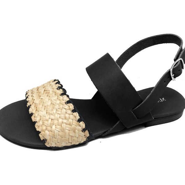 MILANA - black Vacchetta leather + Raphia per la vendita all'ingrosso da parte di Luca Di Fero