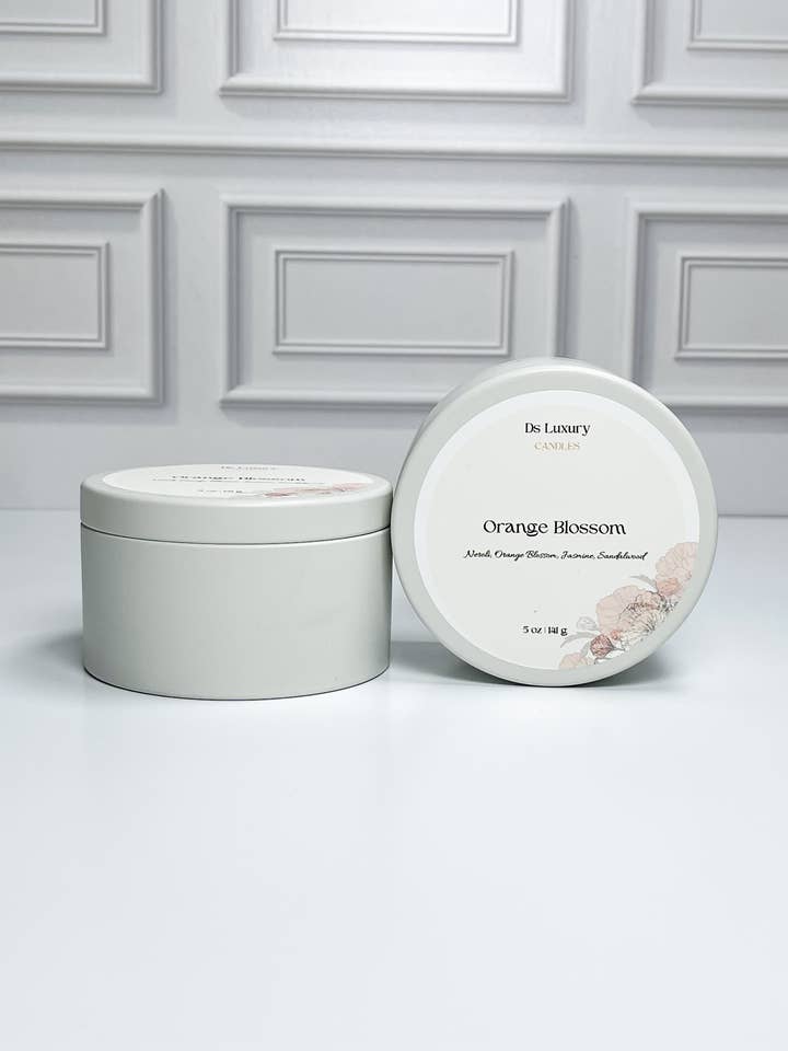 Orange Blossom Spring Travel Tin Candles, for wholesale by DS Luxury Candles