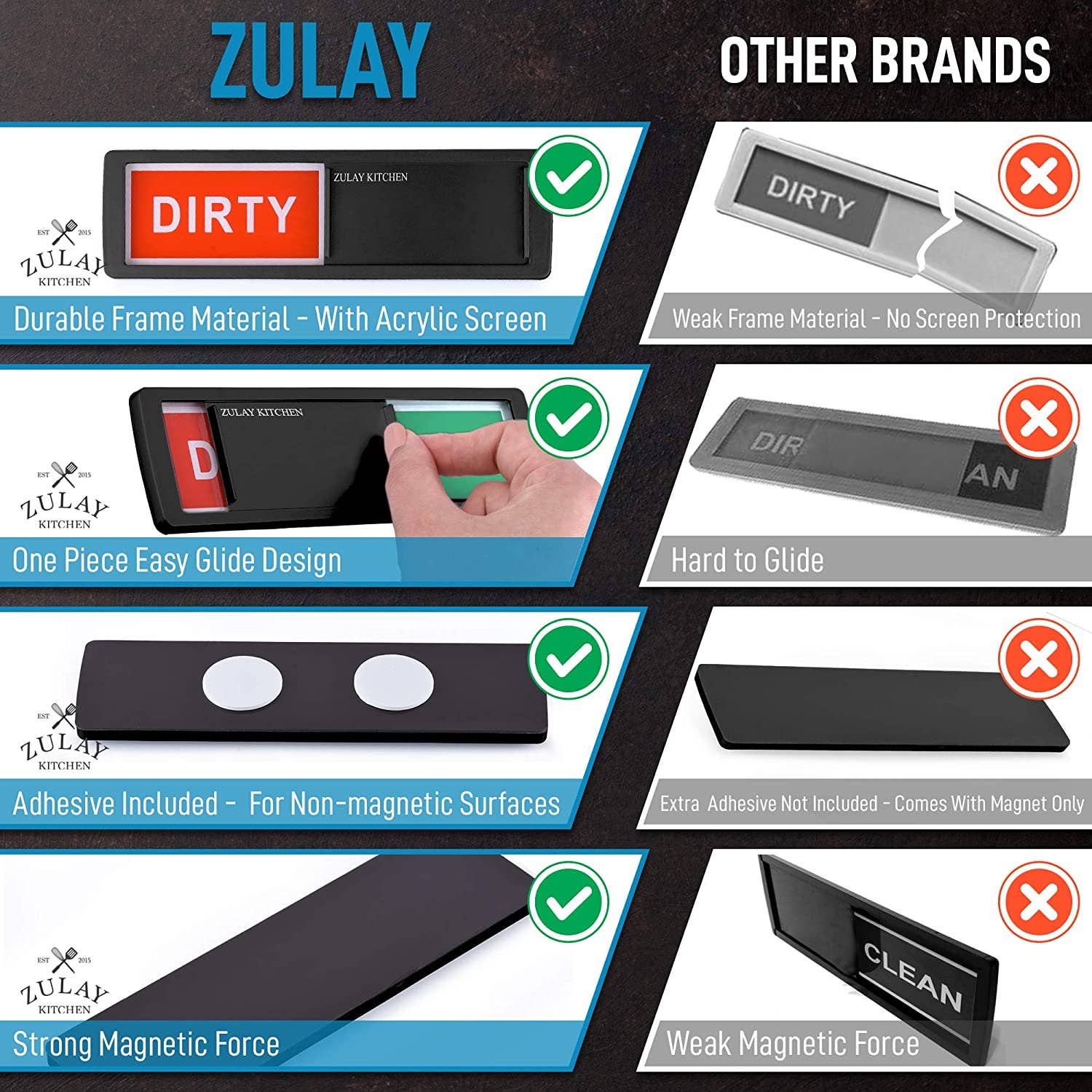 Zulay Kitchen – wholesale Magnet – Dishwasher Clean Dirty Magnet Sign15