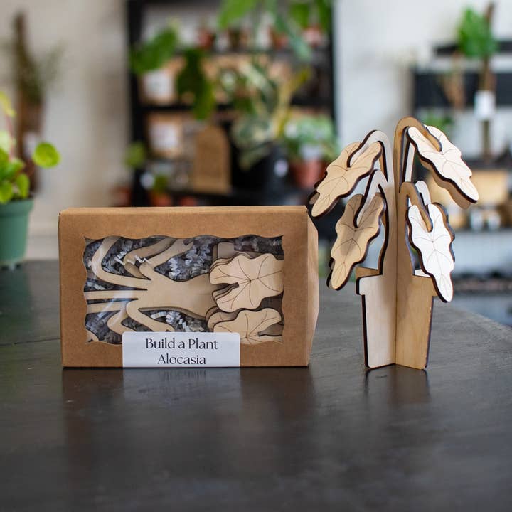 Puzzle 3D en bois « Construis une plante » - Alocasia pour la vente par Still Magnolia