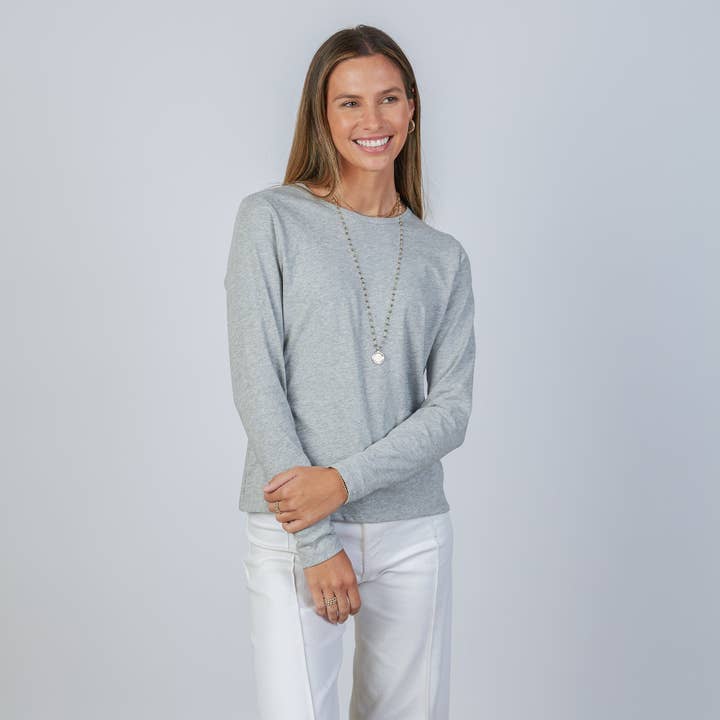 erin gray - Wholesale T-Shirt - Women's - The Classic Tee in Light Heathered Gray - Long Sleeve