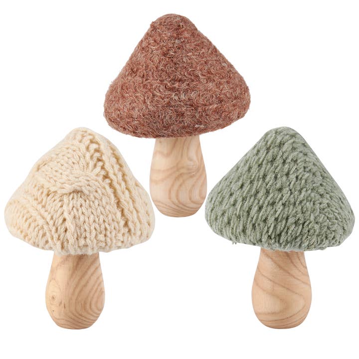 Knitted Mushrooms Sitter Set for wholesale by Primitives by Kathy