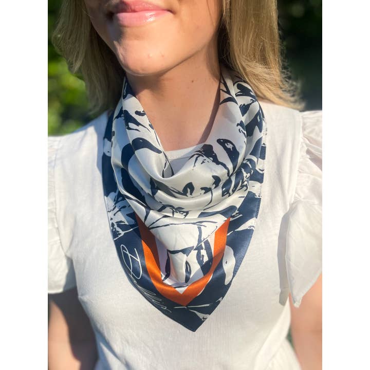 Dallis Foshee Art & Design, LLC - Wholesale Scarf - Women's - Navy + Orange Gameday Scarf2