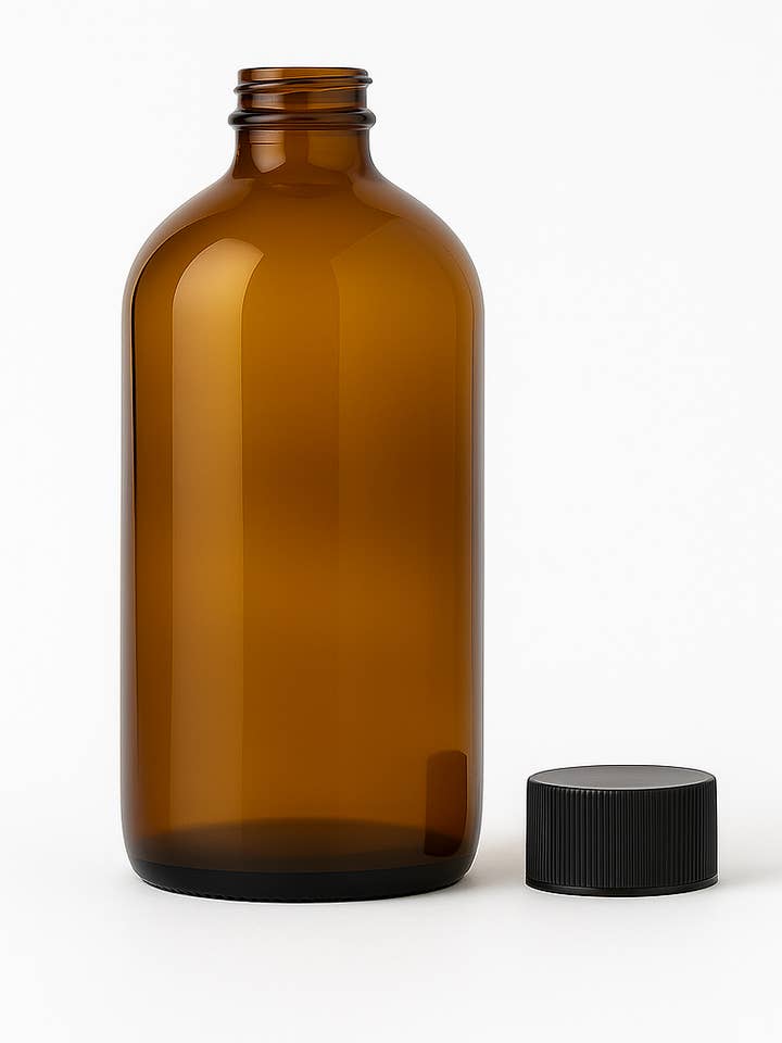 16 oz Amber Glass Bottle with Caps Great for Essential Oil for wholesale by AfroCosmetics & Culture