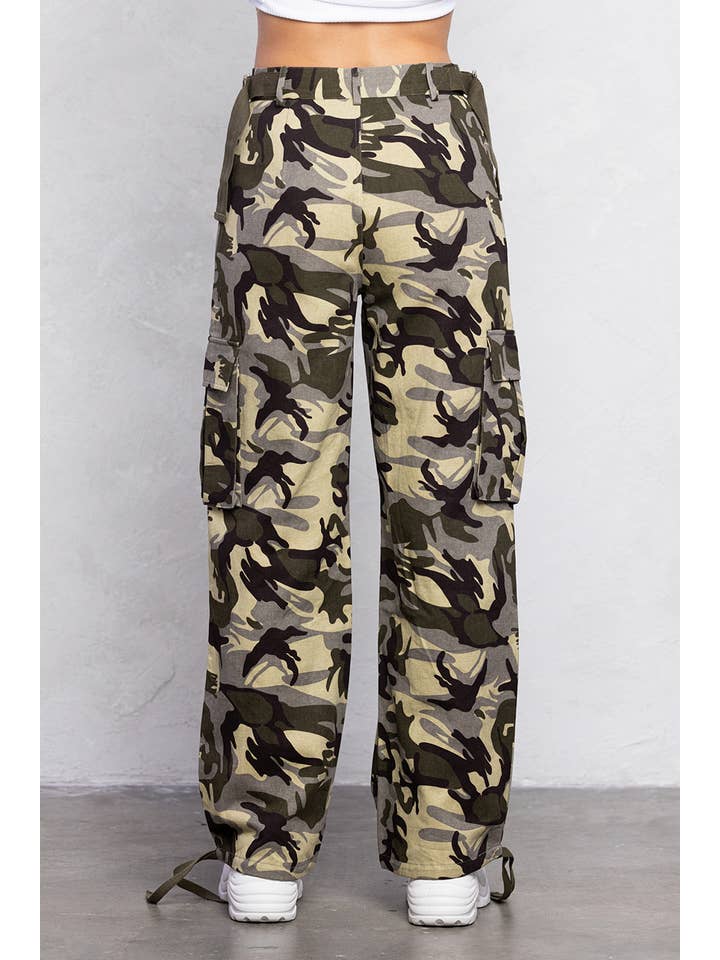 No Vacancy - Wholesale Pants - Women's - Military camo loose fit cargo pants