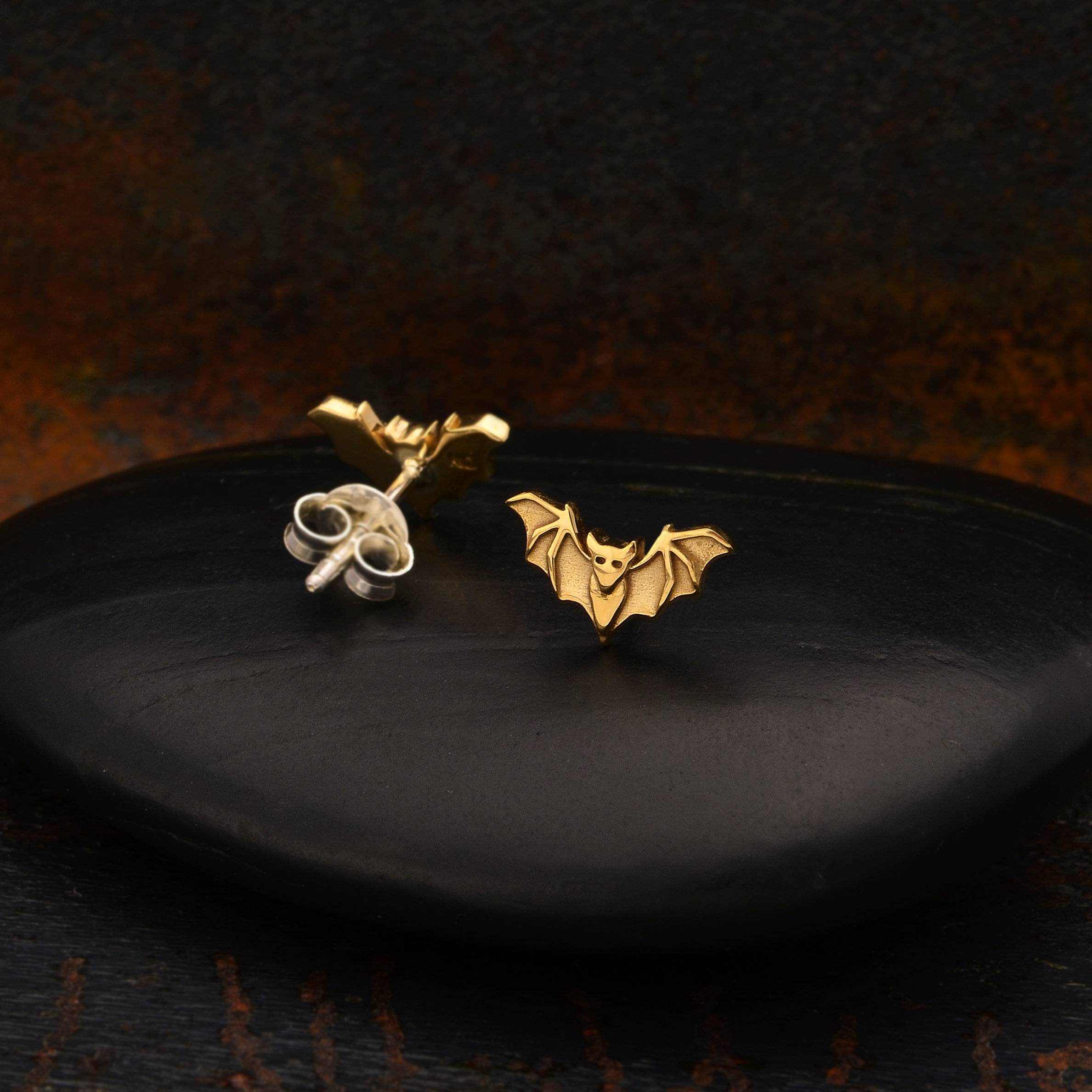 Nina Designs - Wholesale Stud/Post Earrings - Sterling Silver or Bronze Detailed Bat Post Earrings 6x10mm0
