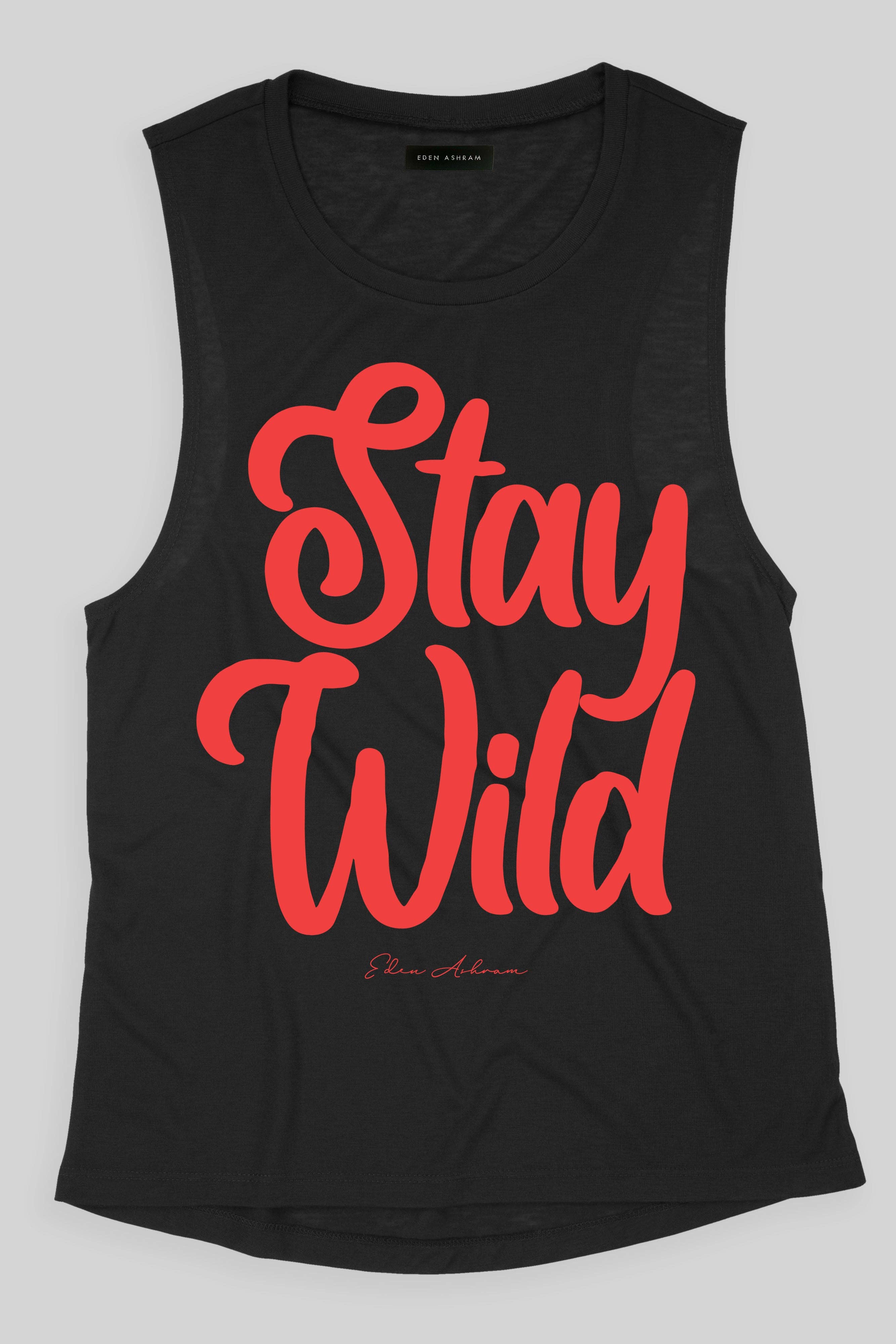 Eden Ashram – wholesale Tank top – Women′s – Stay Wild Super Soft Muscle Tank0