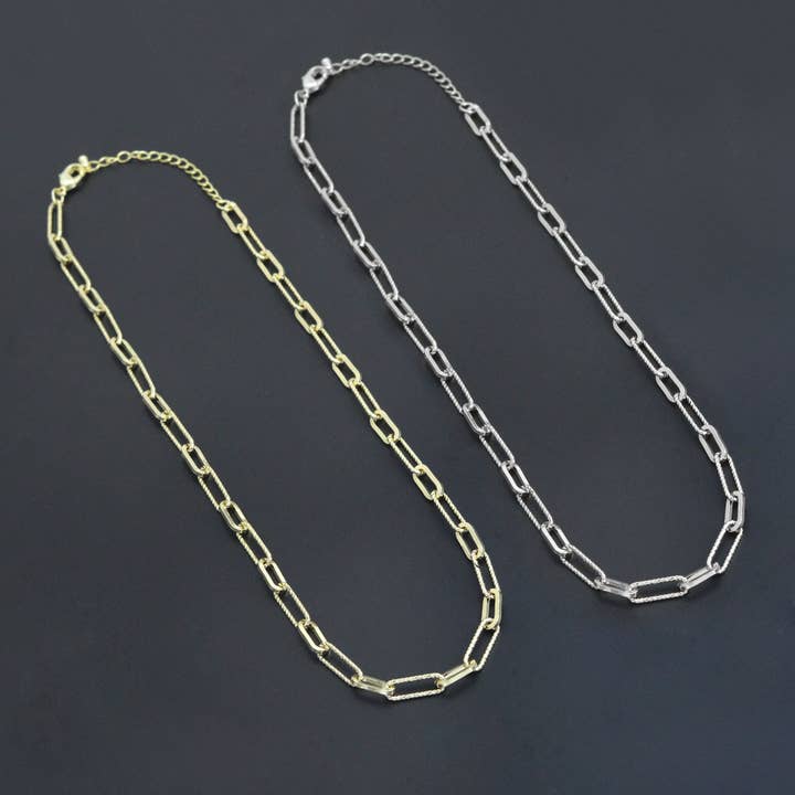 BestBeads&Beyond - Wholesale Link & chain necklace - Gold Silver mixed paperclip Chain Necklace , Sku#EF6361