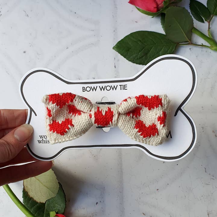 Cream Love Bow Tie: Small - Medium Dog for wholesale by Wool & Whiskers