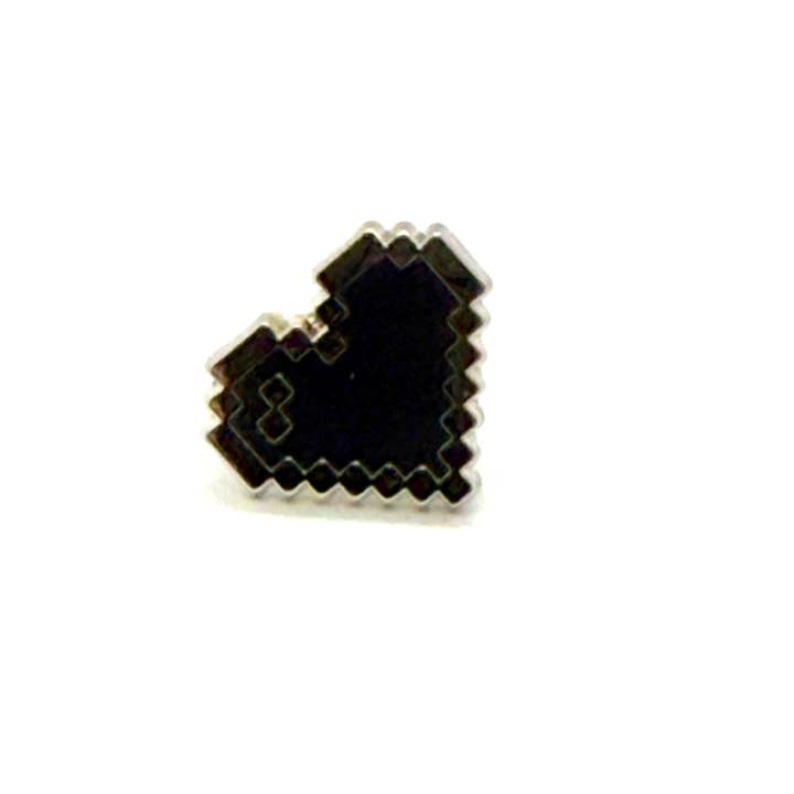 Ollybits Pixel Art - Wholesale Lapel Pin/Button - Black Pixel Heart Mini Filler Enamel Pin2