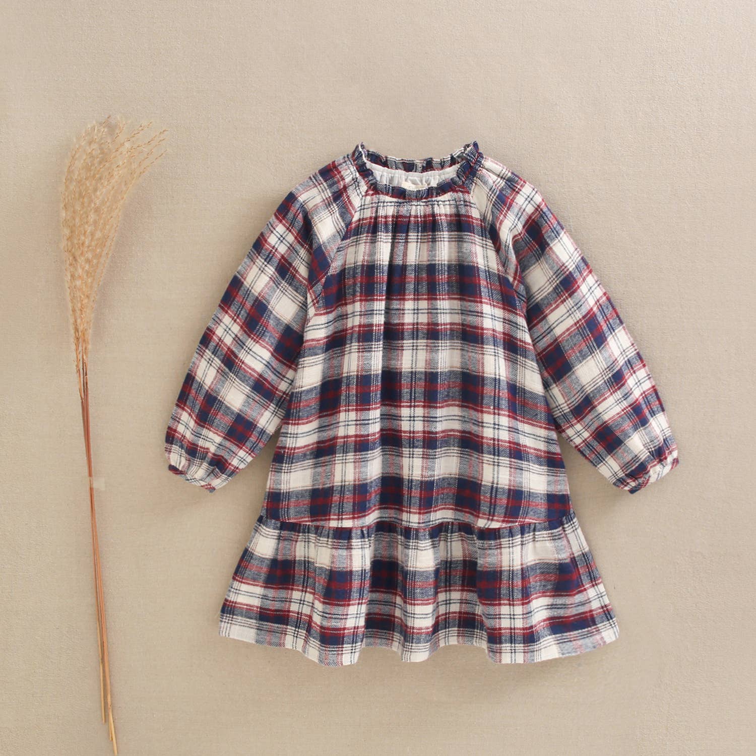 Dadati - Wholesale Dress - Kids - Blue and maroon plaid flannel dress2