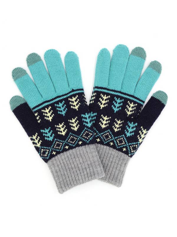 Aztec Pattern Knit Smart Gloves for wholesale by Shop Neighbors