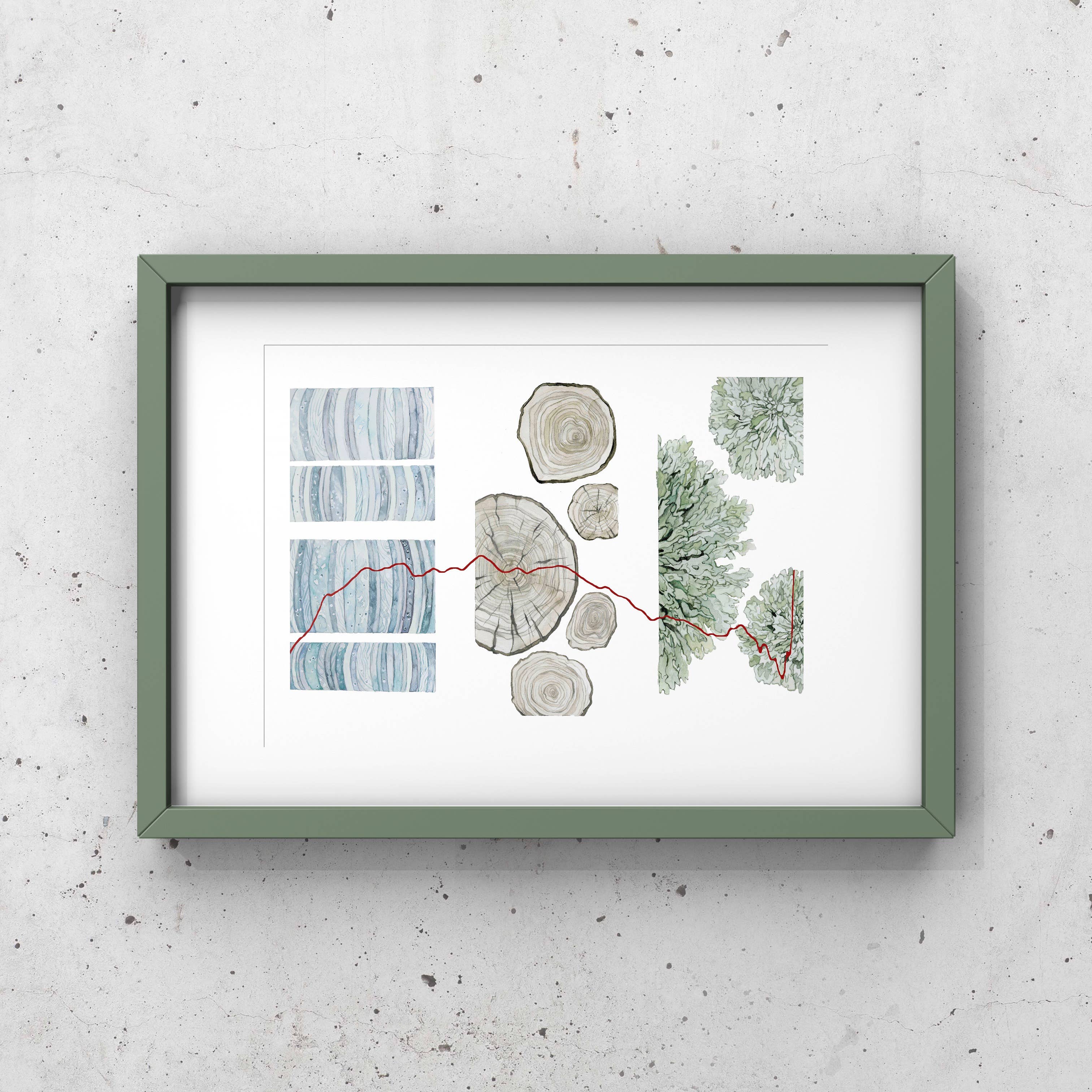 Jill Pelto Art - Wholesale Art Print - Ice Core, Tree Rings, and Lichen Art Print1