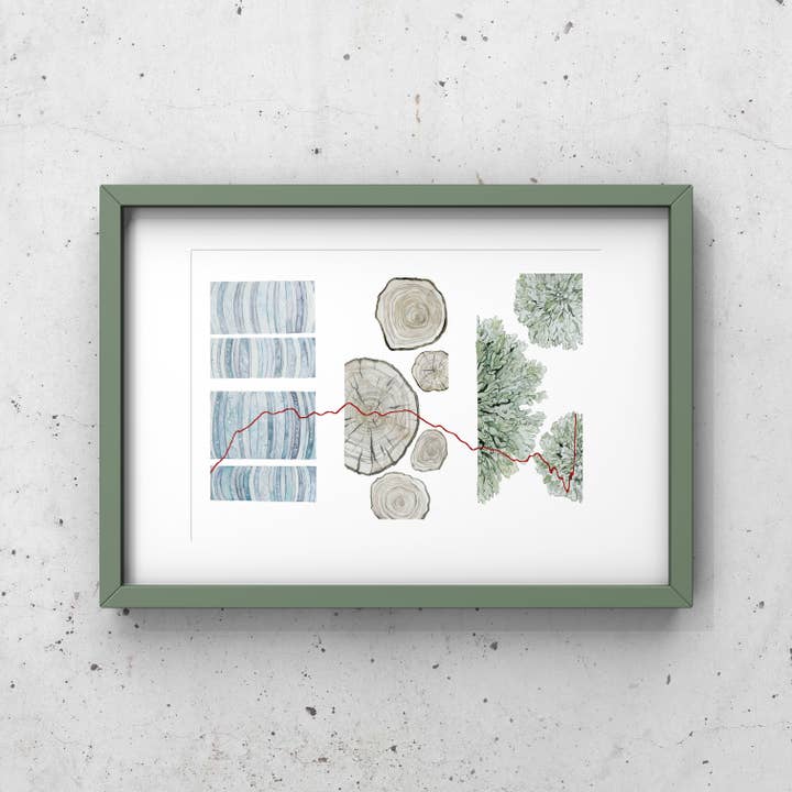 Jill Pelto Art - Wholesale Art Print - Ice Core, Tree Rings, and Lichen Art Print1