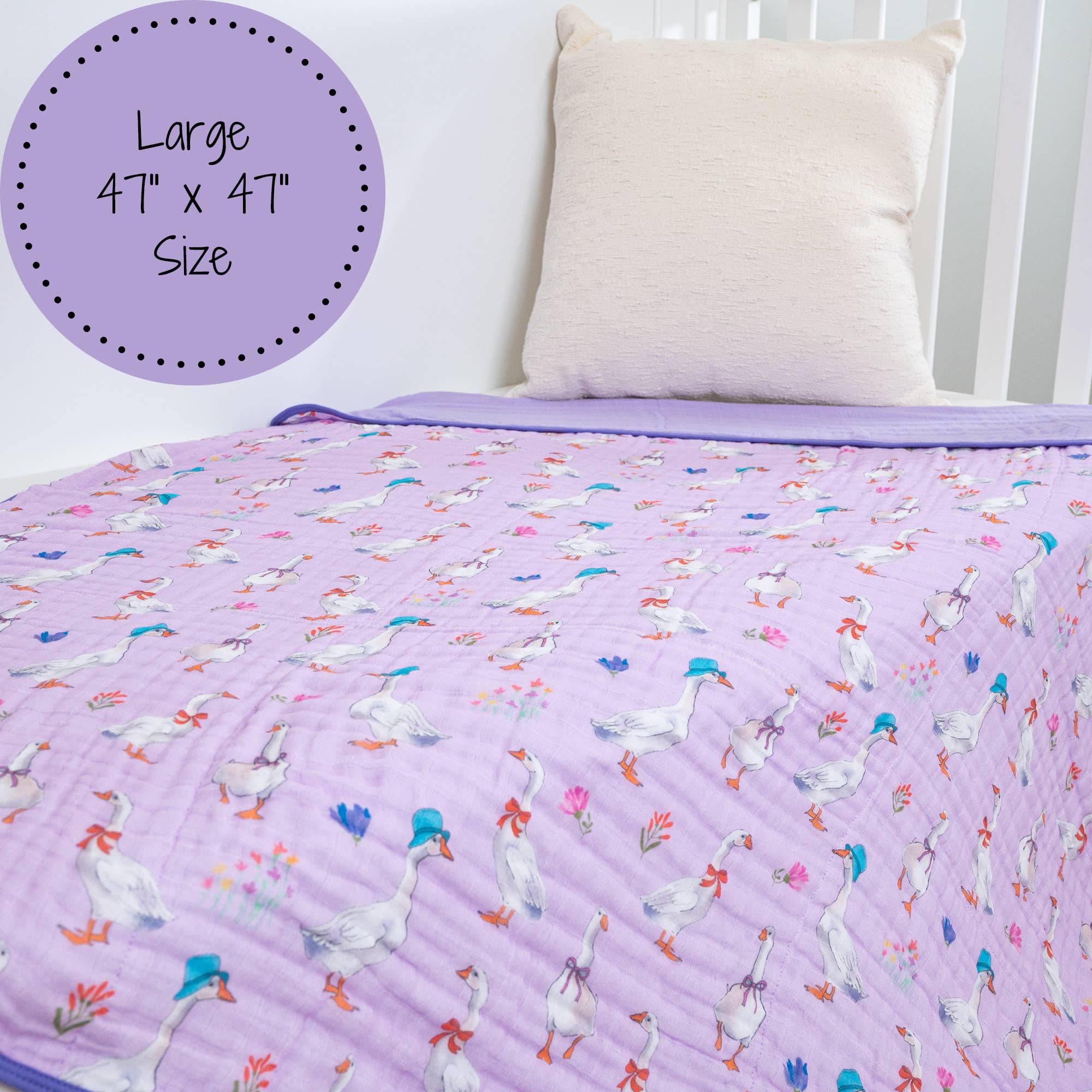 LollyBanks – wholesale Bedding blanket – Kids & Baby – Cute Goose Baby Toddler Cotton Muslin Blanket  47"x47"3