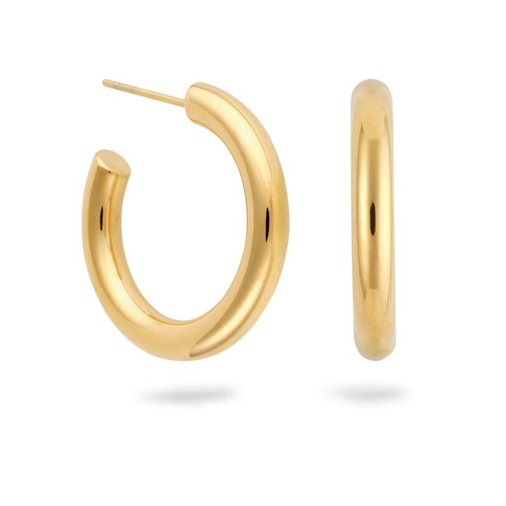 Thea Hoops Medium Gold for wholesale by MAARI STUDIOS