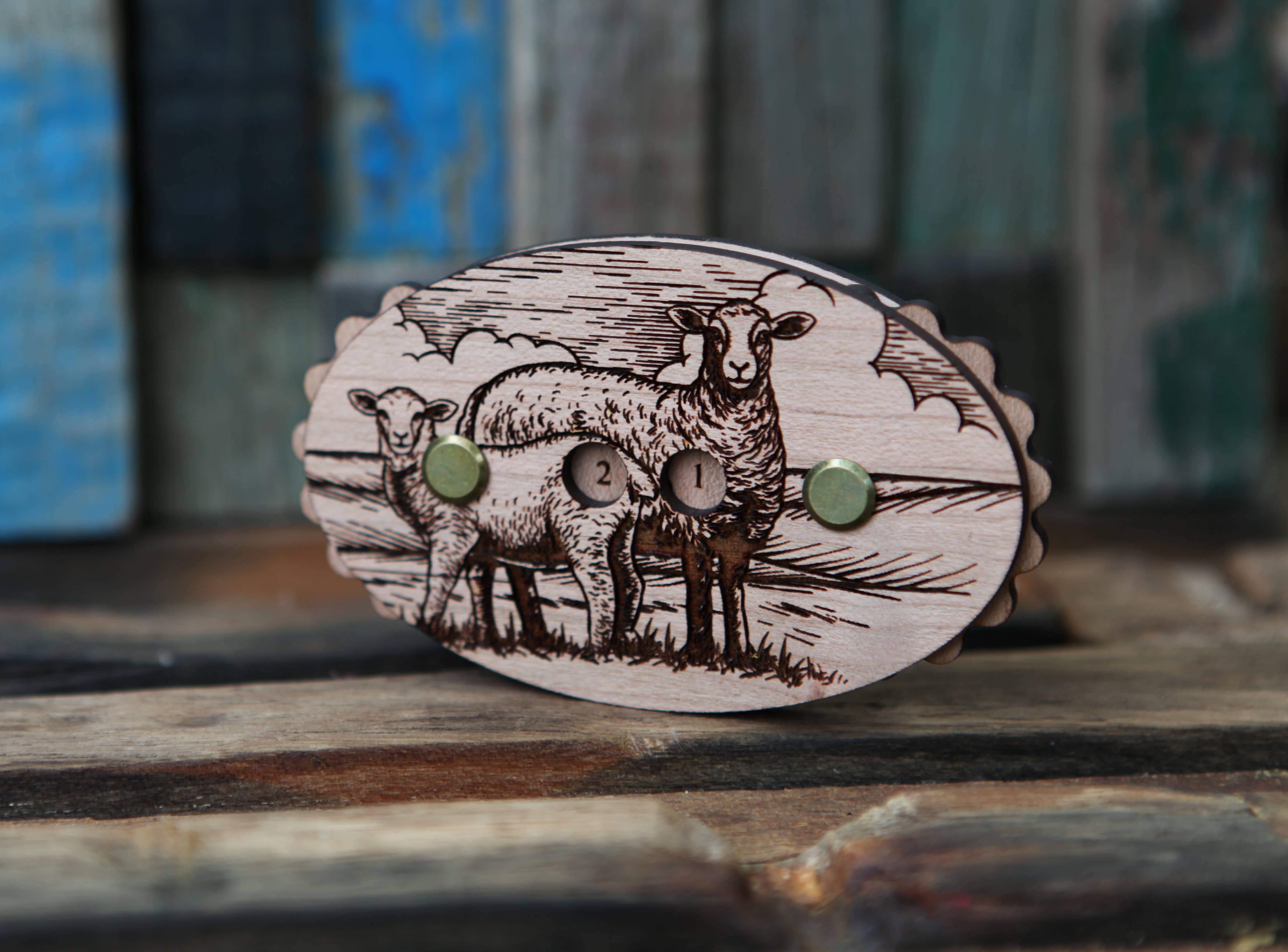 Sunrise Grove - Wholesale Knitting/Crochet Supplies - Sheep Cherry Wood Knitting Row Counter2