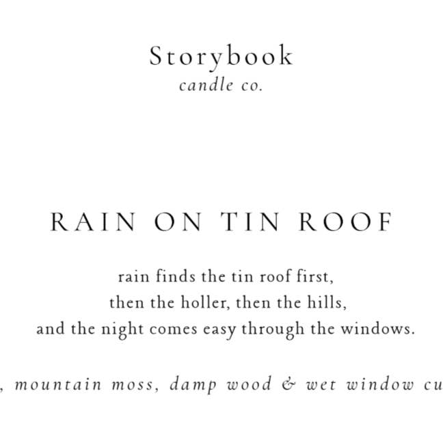 Regn på bliktag for engroshandel hos Storybook Candle Company