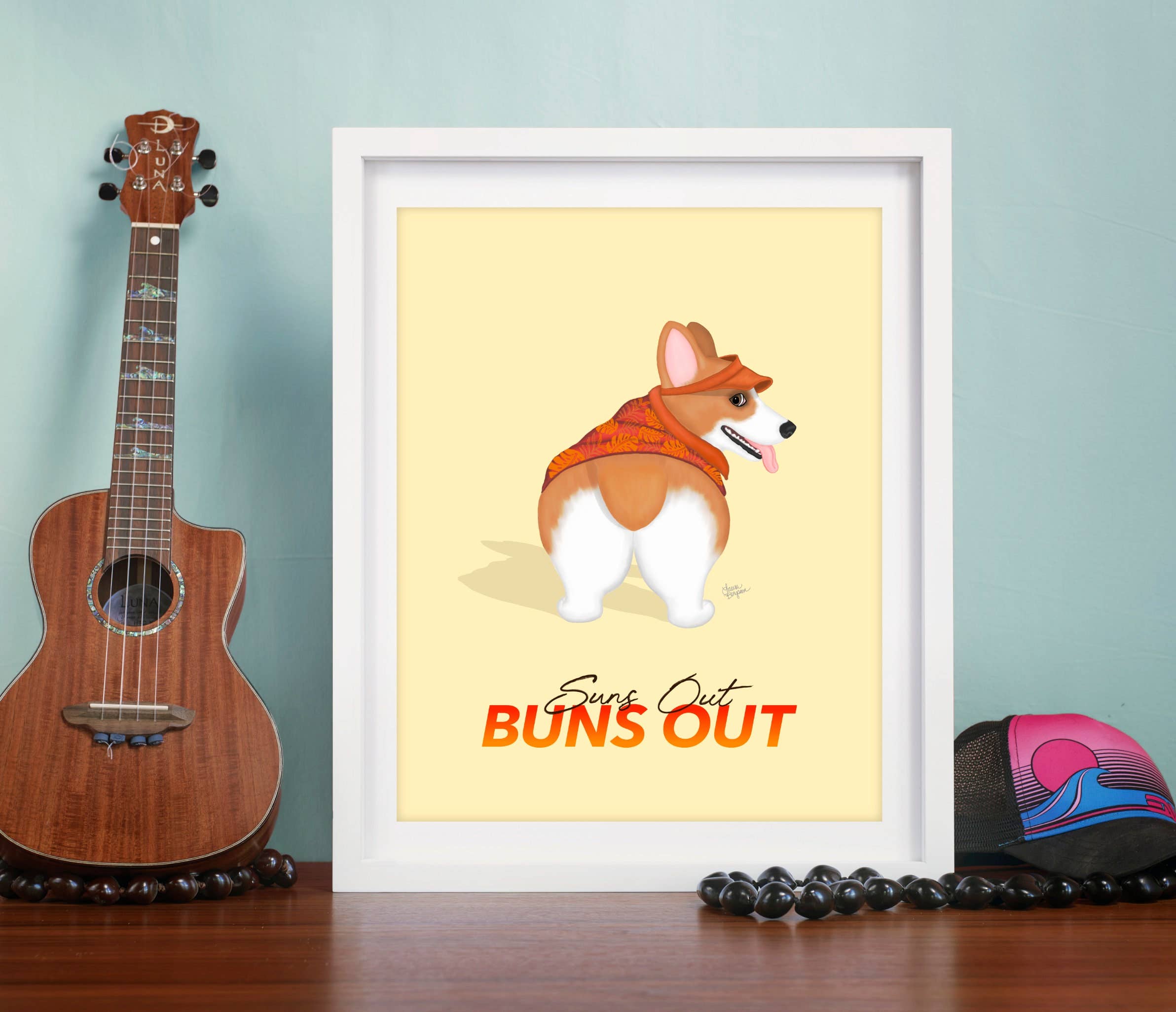 Laura Bergsma Studio - Wholesale Art Print - Corgi Dog Art Print, Suns Out Buns Out6